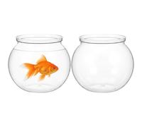 2 Pcs Plastic Fish Bowl, 27 oz Round Fish Tank for Home Decor, Mini Fish Tank for Goldfish, Clear Small Fish Tank, For Hydroponic Planter Container Home Office Desktop Decor