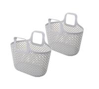 2 pcs Plastic Laundry Basket,Portable Shower Plastic Storage Basket Organizerwith Handle Box Organizer Bin Bathroom Boxes for Bathroom, College Dorm, Pantry, Kitchen