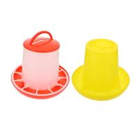 2 Pcs Plastic Poultry Feeding Trough with Handle, Gravity Feeder | Cage Installation, Quick Cleanup for Farm Use, Safe Choice for Turkey Poults and Geese Random Color