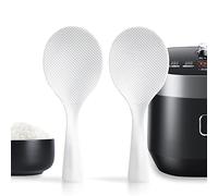 2 Pcs Plastic Rice Paddle,Non Stick Standing Rice Spoon Scooper Spatula,Heat Resistant Rice Cooker Spoon (White)