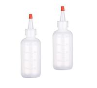 2 Pcs Plastic Squeeze Bottles, 4oz/120ml Clear Seasoning Dispensers with Red Tip Caps, Graduated Applicator Bottle, Reusable Squeeze Containers Squirt Measurement Bottles for BBQ Chilli Sauce Olive
