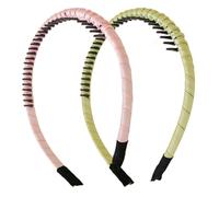 2 Pcs Plastic Tooth Headband for Women Girls Fabric Wavy Hair Band Alice Bands Adult Women's Tooth Comb Headbands Multi-Style Flexible Hair Accessories 71007