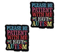 2 Pcs Please Be Patient with Me I Have Autism Patch Self Advocacy for Autism Hook & Loop Patch Motivate Emblem Embroidery Applique Mental Health Accessories Patches for Backpack,Jacket,Clothes,Hat