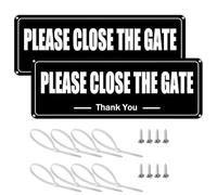 2 Pcs Please Close the Gate Sign Aluminum 3.5'' x 9.8'' Wall Or Door Sign Reflective Dog Sign Waterproof UV Resistant Durable Fade Resistant for Indoor Outdoor Yard Patio Garden