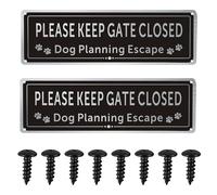 2 Pcs Please Close The Gate Sign,Beware of The Dogs Sign Outdoor Gate,Guard Dogs Warning Sign,Weather/Fade Resistant, Easy to Install and Read (Black)
