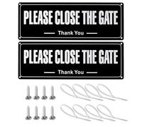 2 Pcs Please Close The Gate Signs,Stainless Steel Please Shut The Gate Signs,Personalised Metal Black Keep Closed Plaque for Indoor Outdoor Garden House Shed Fence Door,with Cable Ties Screw Rope