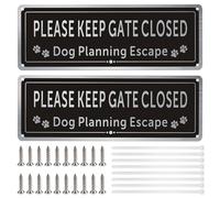 2 Pcs Please Keep Gate Closed Sign Guard Dogs Warning Signs Beware of the Dog Keep Gate Closed Sign 3.5 * 9.8 inches Aluminum Brushed UV Resistant Waterproof Please Close Gate Signs
