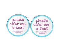 2 Pcs Please Offer Me a Seat I Have an Invisible Disability Lapel Pins, Disability Social Care Pins, Metal Alloy Lapel Pins for Men and Women, 3cm(1.2"), Metal, no gemstone