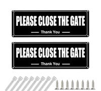 2 Pcs Please Shut the Gate Sign - Rust-Free Gate Sign with Cable Ties & Screws,Waterproof,UV Resistant,Reflective for Garden,Yard,Fence,Shed,Door,Personalized Indoor/Outdoor Durable Metal Plaque
