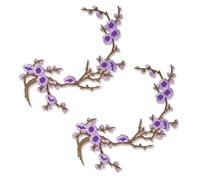 2 Pcs Plum Flower Embroidery Patches | Blossom Iron on Patches Vintage Floral Embroidered Applique for Clothing Jeans Bags DIY Crafts Sewing (Light Purple Flowers)