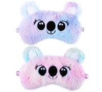 2 Pcs Plush Eye Mask Soft Sleeping Blindfold Eye Cover Comfortable Cute Animal Sleeping Mask Satin Nap Night Eyeshade Cover for Women Men Gift (Colorful, Koala Style)