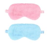 2 Pcs Plush Eye Mask Soft Sleeping Blindfold Eye Cover Comfortable Furry Faux Fur Sleeping Mask Satin Nap Night Eyeshade Cover for Women Men Gift (Blue, Pink)