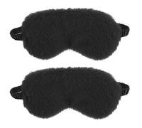 2 Pcs Plush Eye Mask Soft Sleeping Blindfold Eye Cover Comfortable Furry Faux Fur Sleeping Mask Satin Nap Night Eyeshade Cover for Women Men Gift (Black)