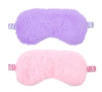2 Pcs Plush Eye Mask, Soft Sleeping Blindfold Eye Cover Comfortable Satin Back New Faux Fur Nap Eyes Cover Cute Fluffy Furry Sleeping Blindfold for Men Women Plane, Game, Travel Nap (Pink, Purple)