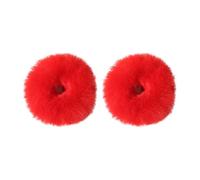 2 PCS Plush Faux Rabbit Fur Hair Bands,Plush Faux Fur Rabbit Hair Ties,Fuzzy Furry Fauxs Rabbits Scrunchies Ponytail Holders Baby Hair Ties Pom Hair Accessories for Girls Women (Red)