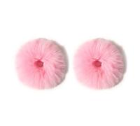 2 PCS Plush Faux Rabbit Fur Hair Bands,Plush Faux Fur Rabbit Hair Ties,Fuzzy Furry Fauxs Rabbits Scrunchies Ponytail Holders Baby Hair Ties Pom Hair Accessories for Girls Women (Pink)