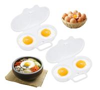 2 PCS Poached Egg Maker Microwave Reusable Microwave Egg Cooker with Lid Efficient Heating Design Double Cup Design Time-Saving and Fast for Home Kitchen Gadgets White