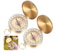 2 Pcs Pocket Compass for Navigation Compass, Waterproof Metal Luminous Compasses for Outdoor Camping Hiking Sports(Gold)
