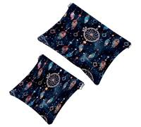 2 Pcs Pocket Cosmetic Bag, Dreamcatcher Pattern Self-Closing Shrapnel Makeup Bag No Zipper Small Makeup Pouch for Mini Travel Storage for for Cosmetics Headphones Jewelry Organizer