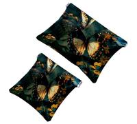 2 Pcs Pocket Cosmetic Bag, Flying Butterfly Self-Closing Shrapnel Makeup Bag No Zipper Small Makeup Pouch for Mini Travel Storage for Cosmetics Headphones Jewelry Organizer