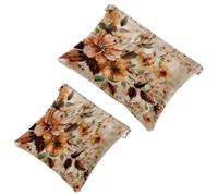2 Pcs Pocket Cosmetic Bag, Music Melody Flowers Self-Closing Shrapnel Makeup Bag No Zipper Small Makeup Pouch for Mini Travel Storage for Cosmetics Headphones Jewelry Organizer