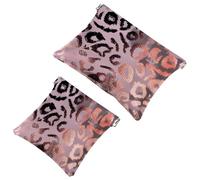 2 Pcs Pocket Cosmetic Bag, Rose Golden Leopard Pattern Self-Closing Shrapnel Makeup Bag No Zipper Small Makeup Pouch for Mini Travel Storage for for Cosmetics Headphones Jewelry Organizer