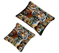 2 Pcs Pocket Cosmetic Bag, Tigers Coming Out Self-Closing Shrapnel Makeup Bag No Zipper Small Makeup Pouch for Mini Travel Storage for for Cosmetics Headphones Jewelry Organizer