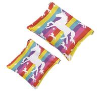 2 Pcs Pocket Cosmetic Bag, Unicorn Colorful Rainbow Striped Pattern Self-Closing Shrapnel Makeup Bag No Zipper Small Makeup Pouch for Mini Travel Storage for for Cosmetics Headphones Jewelry