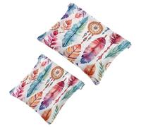 2 Pcs Pocket Cosmetic Bag, Watercolor Dreamcatcher Pattern Self-Closing Shrapnel Makeup Bag No Zipper Small Makeup Pouch for Mini Travel Storage for Cosmetics Headphones Jewelry Organizer