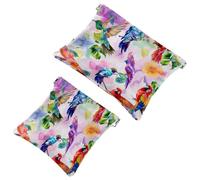 2 Pcs Pocket Cosmetic Bag, Watercolor Parrots Bird Pattern Self-Closing Shrapnel Makeup Bag No Zipper Small Makeup Pouch for Mini Travel Storage for Cosmetics Headphones Jewelry Organizer