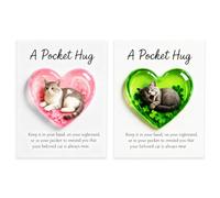 2 PCS Pocket Hugs, Pocket Hug Heart with Card A Little Pocket Hug Heart with Pocket Hug Card Keepsake Gifts for Women Friends Positive Good Luck Gifts