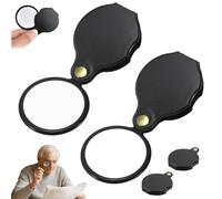 2 Pcs Pocket Magnifying Glass,10x Small Mini Folding Magnifying Glass with Rotating Protect/ive Holster,Rotating Folding Portable Pocket Magnifier,Handheld Magnifyin/g Glas/s for Close Detail