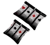 2 PCS Poker Card a Bomb Pocket Cosmetic Bag, Self-Closing Shrapnel Makeup Pouch, Portable No Zipper Mini Travel Make Up Bag for Headphones Coin Lipstick Cosmetics Earphones Jewelry Organizer