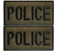 2-PCS Police Patch Hook Fastener, Embroidered Police Velcro Patch for MilitaryTactical Vest, Jacket, Plate Carrier, Tactical Uniform, Hat, Service Dog Harness, Hook and Loop(Brown)