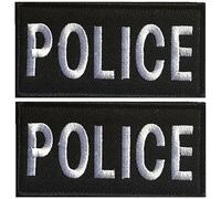 2-PCS Police Patch Hook Fastener, Embroidered Police Velcro Patch for MilitaryTactical Vest, Jacket, Plate Carrier, Tactical Uniform, Hat, Service Dog Harness, Hook and Loop(Black)