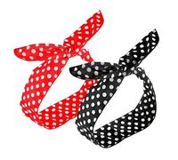 2 Pcs Polka Dot Headbands, Red Black Retro Bandana Headbands for Women, Vintage Twist Bow Wire Headband for Girls, Cute Knotted Red Head Scarf for Christmas Bandana Decoration