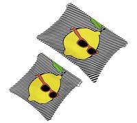 2 PCS Pop Lemon with Sunglasses Lines Pocket Cosmetic Bag, Self-Closing Shrapnel Makeup Pouch, Portable No Zipper Mini Travel Make Up Bag for Coin Lipstick Cosmetics Earphones Jewelry Organizer