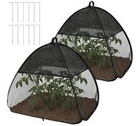 2 Pcs Pop Up Garden Netting Bug and Shade Covers, 22" x 22" x 22" Plant Sun Shade Top Bird Netting Tents, Insect Barrier Sun Protection Plant Cover Tent for Outdoor Plants Vegetables Fruits (Black)