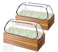 2 Pcs Pop Up Garden Rows Plant Cover, 46" x 22" x 16" Raised Garden Beds Vegetable Rows Plant Protector, Insect Bird Barrier Plant Net Cage with Stakes for Protecting Seedlings Fruits Vegetable Row