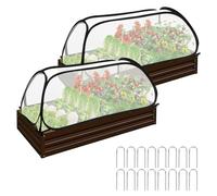 2 PCS Pop Up Plant Mesh Cover, 45×22×16in Garden Insect Netting with Zips 16 Plant Stakes Foldable Raised Garden Bed Cover Fruit Cage Veg Cloche Grow House for Vegetables Fruits Flowers Seedling Herbs