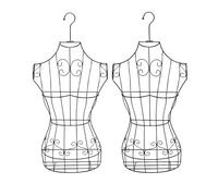 2 Pcs Portable Female Black Metal Wire Mannequin Dress Form with Hook, Hanging Female Mannequin Body Model, Multipurpose Garment Rack, for Home Decor Boutique Display Sewing