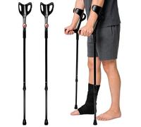 2 Pcs Portable Forearm Crutches, Lightweight Elbow Crutches with Nonslip Handle and Reflective Tape, 92.5-125cm Adjustable Walking Crutch for Lame People and Rehabilitant, 10-Level Adjustable Height