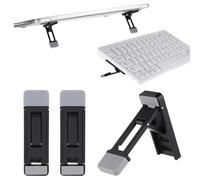 2 Pcs Portable Keyboard Riser, Three Tilt Angle Adjustable Foldable Invisible Laptop Riser, Zinc Alloy Mini Laptop Stand, Self-Adhesive Keyboard Riser Feet for Most Keyboards (Black)