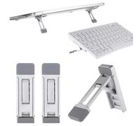 2 Pcs Portable Keyboard Riser, Three Tilt Angle Adjustable Foldable Invisible Laptop Riser, Zinc Alloy Mini Laptop Stand, Self-Adhesive Keyboard Riser Feet for Most Keyboards (Silver)