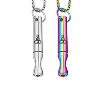 2 Pcs Portable Mindful Necklace Set, Stainless Steel Breathing Necklace, Portable Stress Whistle for Yoga Meditation, Anxiety Relief, Relaxation, Exercise Adults/Men/Women