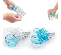 2 Pcs Portable Pill Taker, Portable Pill Taker Remover, Pill Dispenser Storage Box, Pill Popper for Blister Packs, No Touch Easy to Take Pill Out, Easy Tablet Assistance Tool for The Elderly (Blue)