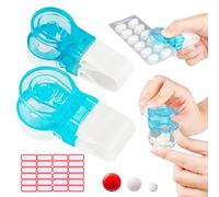2 Pcs Portable Pill Taker, Portable Pill Taker Remover with Storage Box and Label, No Touch Pill Remover for Blister Packs, Pill Dispenser for The Elderly Traveling