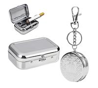 2 Pcs Portable Pocket Ashtray, Mini Travel Ashtray, Metal Cigarette Pocket, Cigarette Ash Container with Lid, Odour Resistant and Mobile, for Travelling, Camping, Smoking Indoors or Outdoors