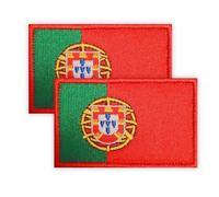 2 PCS Portugal Patch,2×3.15 inch Embroidered Applique Patches with Hook Back Tag for DIY Cloth Bag Trousers Backpack Hat