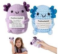 2 Pcs Positive Crochet Animals Positive Axolotl, Emotional Support Gift Cute Creative Crochet Kit, Emotional Support for Gift Toy Good Luck, for Office Party Decorations Presents